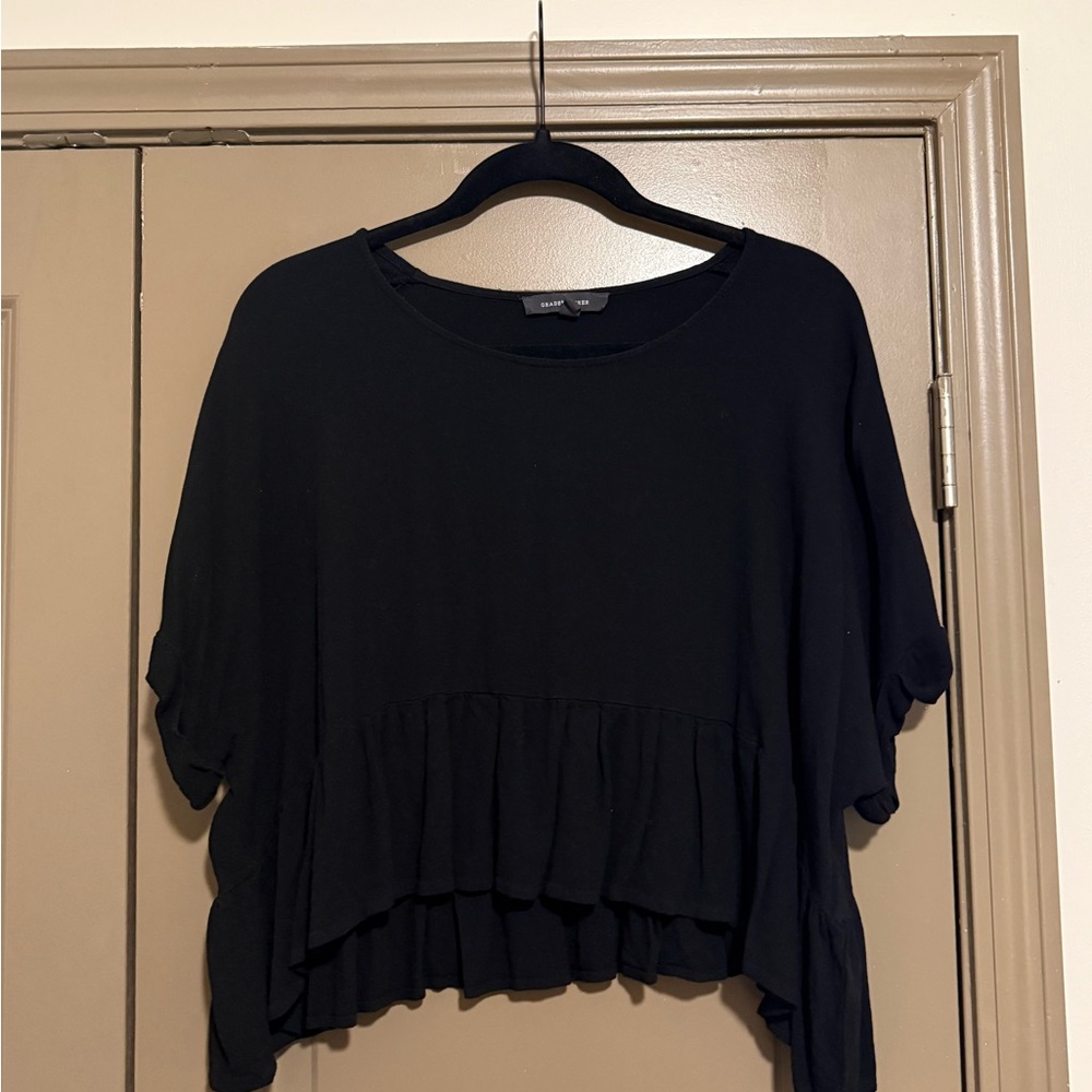 Forever 21 Black Ruffle Hem Blouse